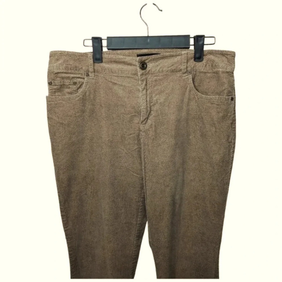 Tribal Womens Animal Print Brown Dotted Straight Leg Corduroy Pants Caramel 10 - Picture 3 of 13